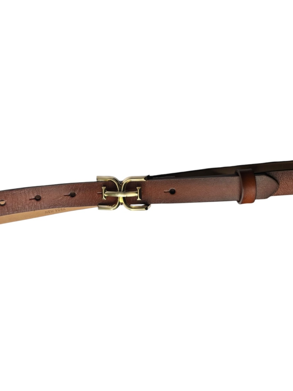 Sam Edelman New York Brown Leather Belt with Gold Tone Buckle Womens Size XL - Picture 3 of 11